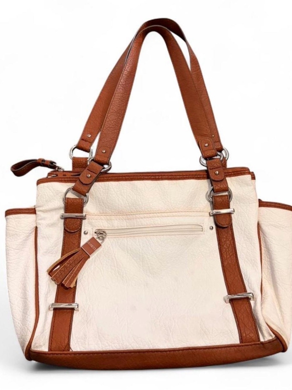 Rosetti Cream and Brown Leather Shoulder Bag